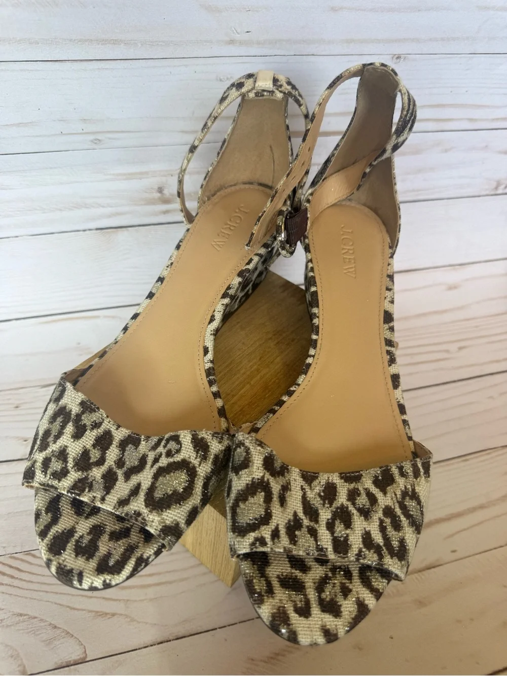 J. Crew Leopard Print Wedge Sandals